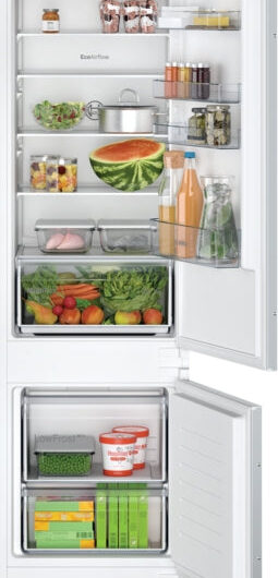 Bosch Series 2 KIV87NSE0G Low Frost Built In Fridge Freezer With Sliding Hinge White