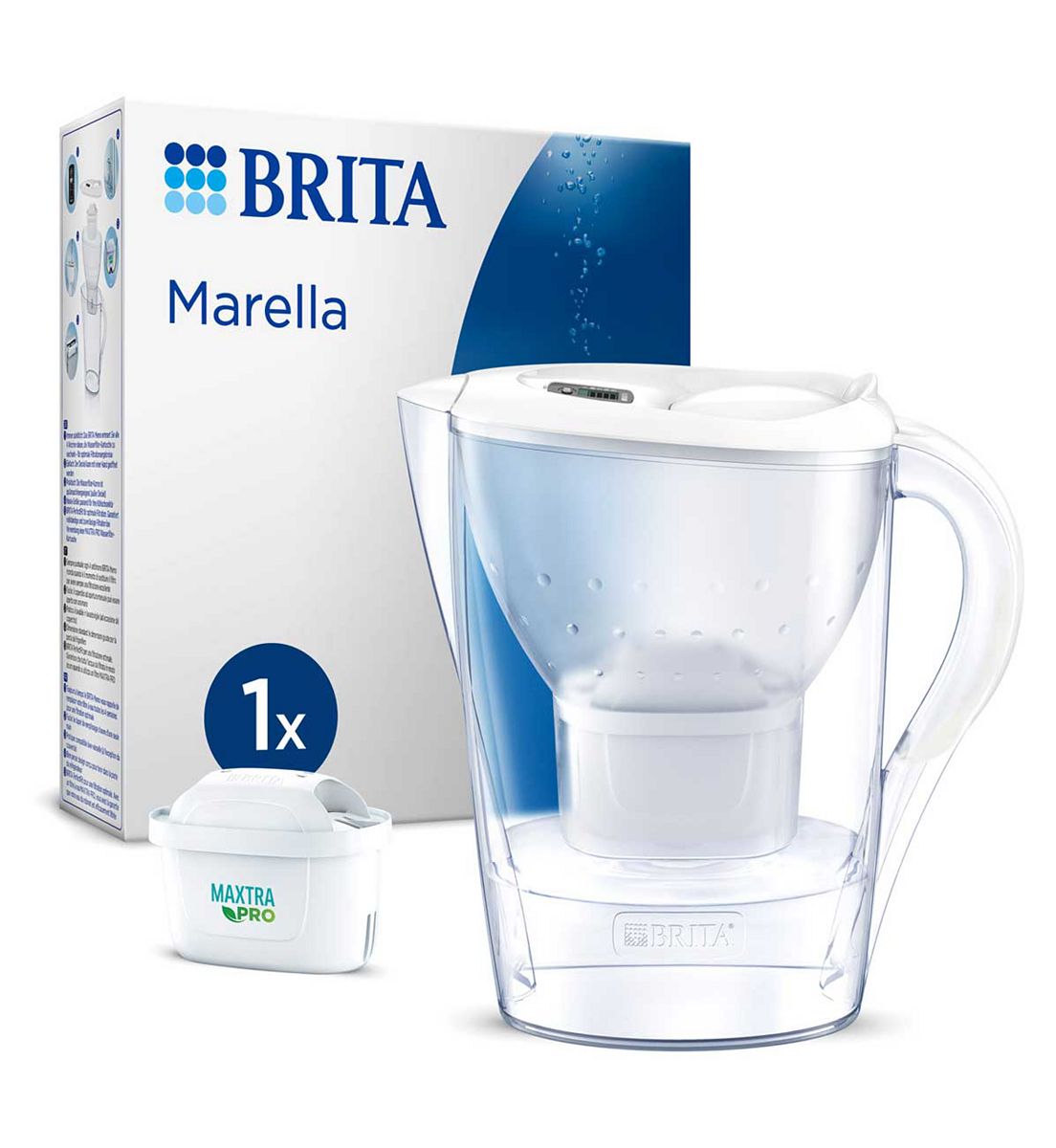 Brita Marella Water Filter Jug White (2.4L) Incl 1X Maxtra Pro All-In-One Cartridge