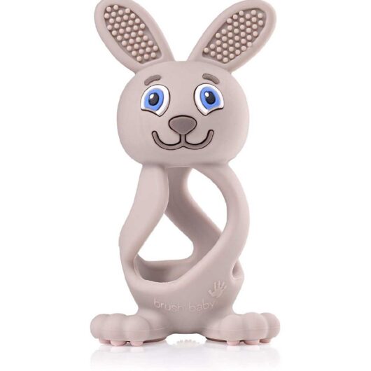 Brush Baby Bobbie Bunny Baby Teether Toy Cappuccino Grey | Twist & Bounce Teething