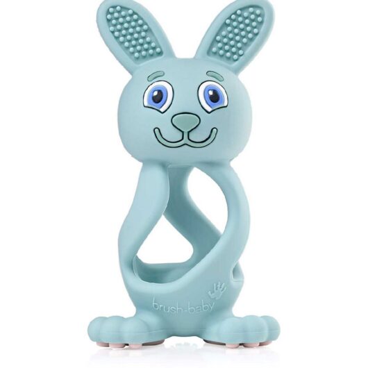 Brush Baby Bobbie Bunny Baby Teether Toy Eucalyptus Green | Twist & Bounce Teething