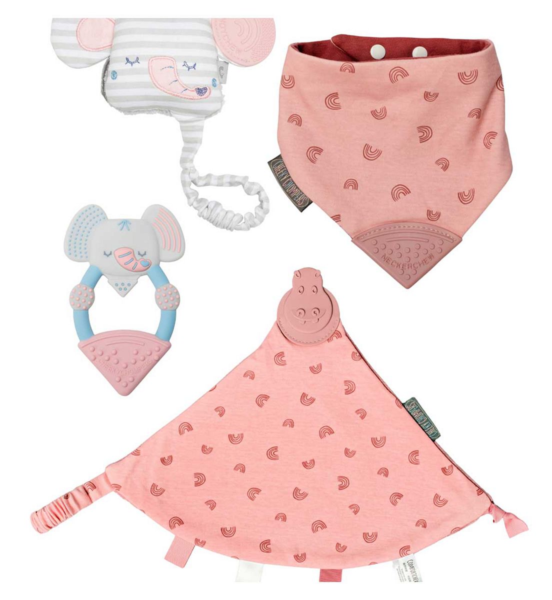 Cheeky Chompers Comfort & Chew Baby Teething Gift Set - Rainbow Rose