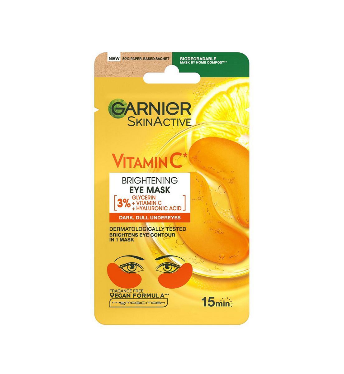Garnier Vitamin C Brightening Eye Mask With 3% Glycerin And Hyaluronic Acid 5g